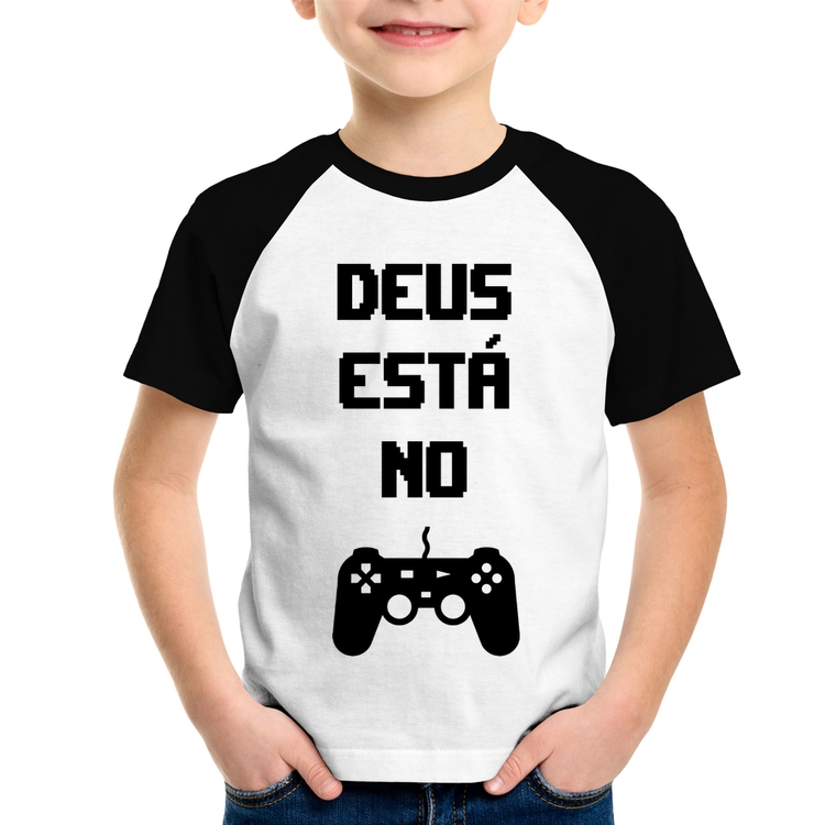 Camiseta Raglan Infantil Deus está no controle
