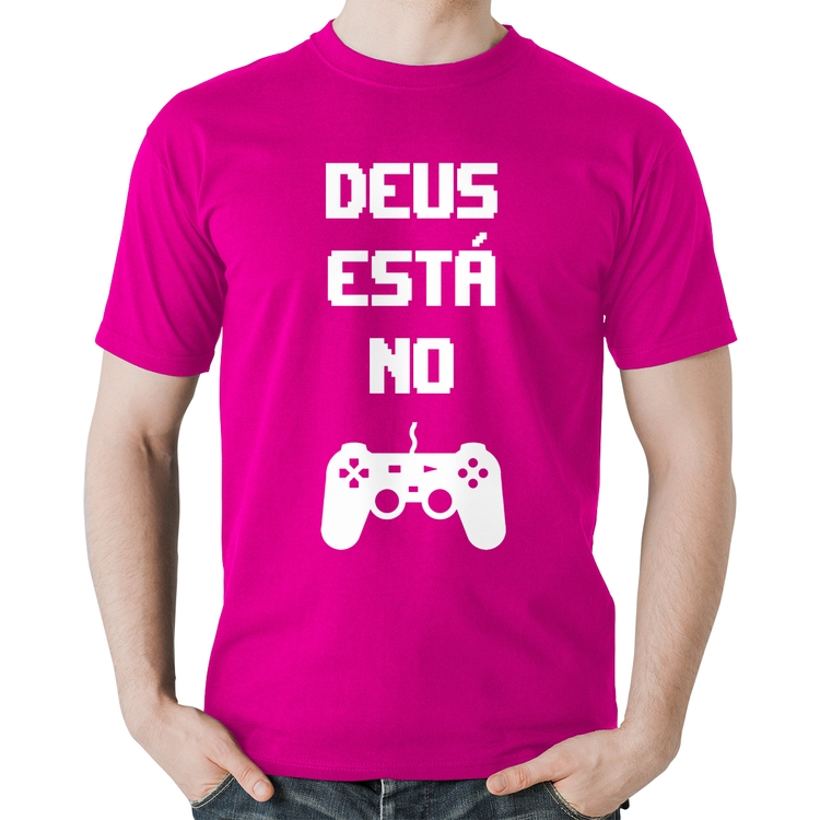 Camiseta Algodão Deus está no controle - Rosa