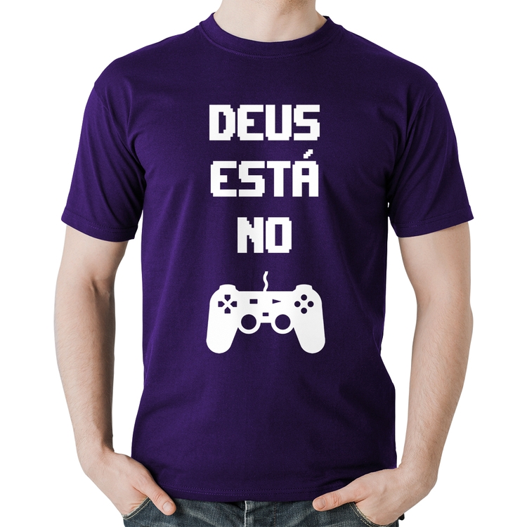 Camiseta Algodão Deus está no controle - Roxa