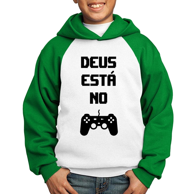 Moletom Infantil Deus está no controle - Branco/Verde