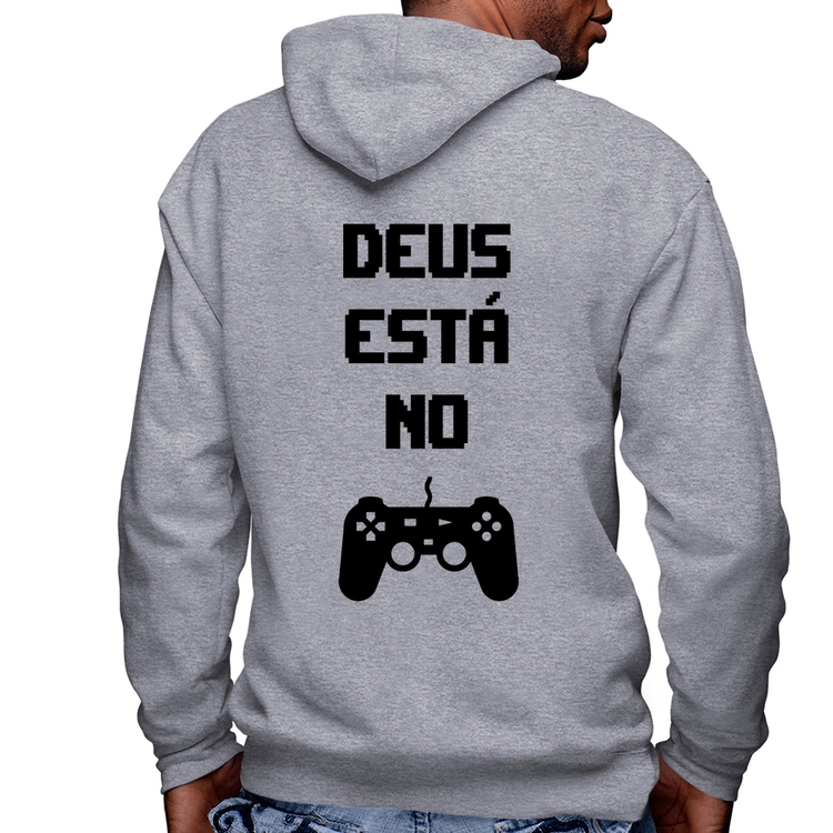 Blusa Moletom Deus está no controle Masculina com Capuz e Zíper - Mescla