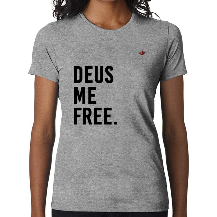 Baby Look Deus me free - Cinza