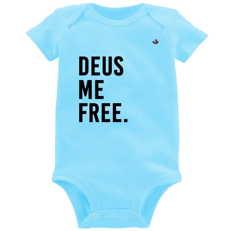 Body Bebê Deus me free - Azul Bebê