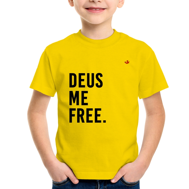 Camiseta Infantil Deus me free - Amarela