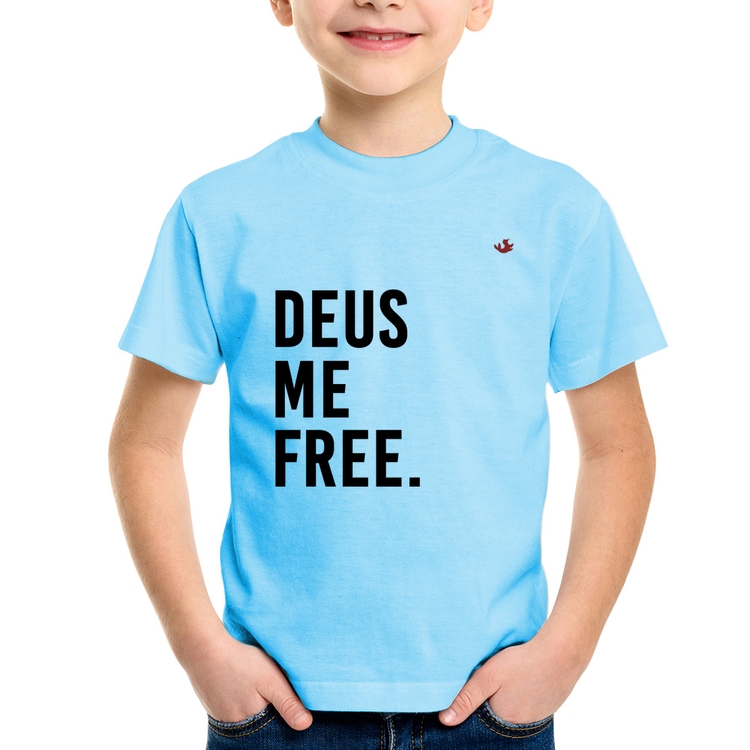 Camiseta Infantil Deus me free - Azul Bebê