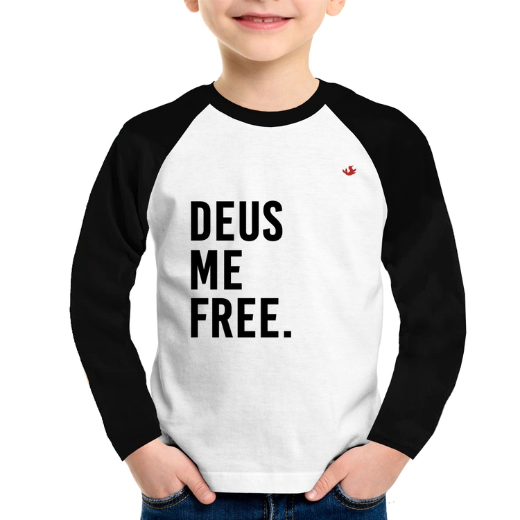 Camiseta Raglan Infantil Deus me free Manga Longa