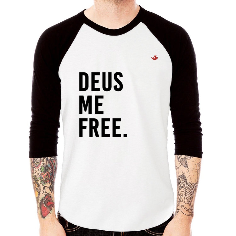 Camiseta Raglan Deus me free Manga 3/4