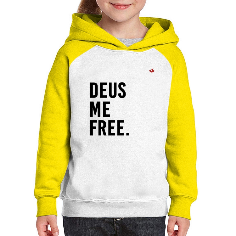 Moletom Infantil Deus me free - Branco/Amarelo