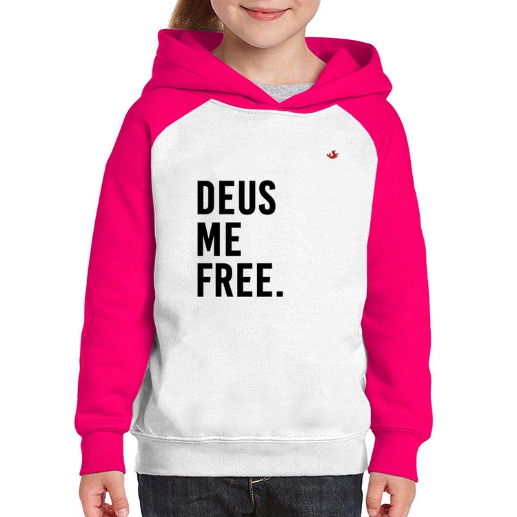 Moletom Infantil Deus me free - Branco/Rosa