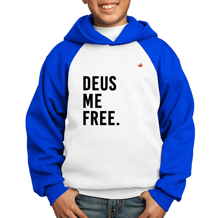 Moletom Infantil Deus me free - Branco/Azul
