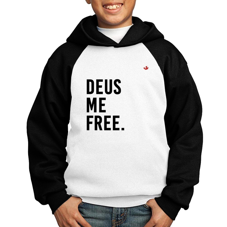 Moletom Infantil Deus me free - Branco/Preto