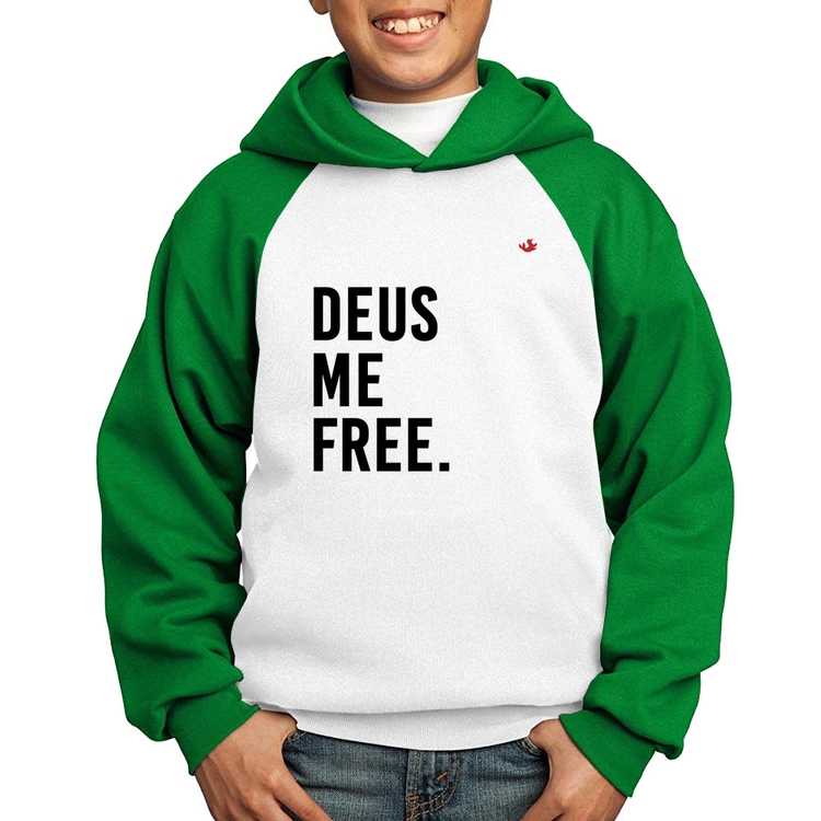 Moletom Infantil Deus me free - Branco/Verde