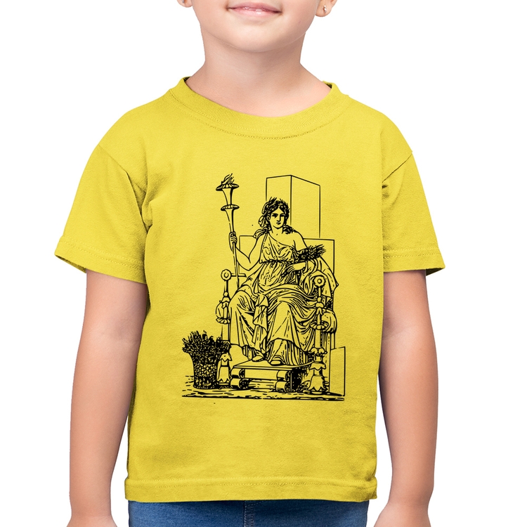 Camiseta Algodão Infantil Deusa Ceres - Amarelo Canário