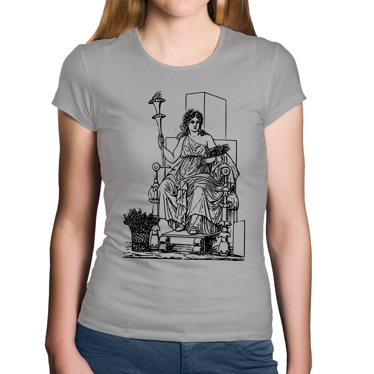 Baby Look Algodão Deusa Ceres - Cinza