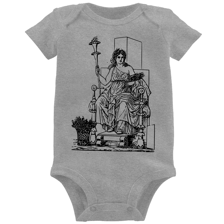 Body Bebê Deusa Ceres - Cinza