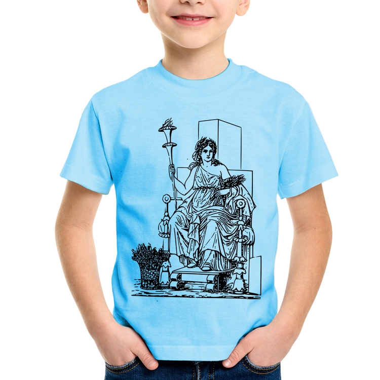 Camiseta Infantil Deusa Ceres - Azul Bebê
