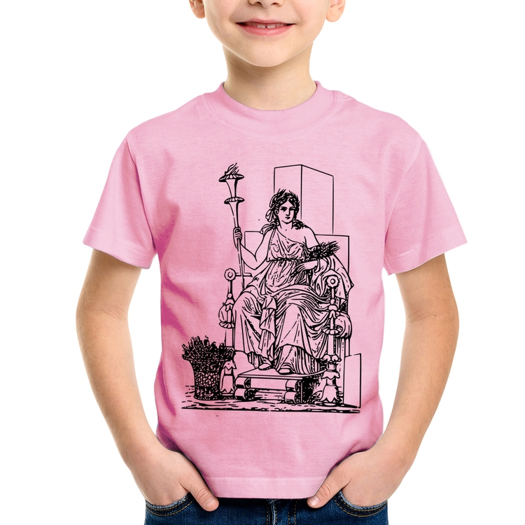 Camiseta Infantil Deusa Ceres - Rosa Bebê