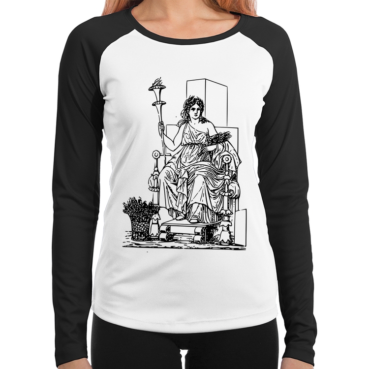 Baby Look Raglan Deusa Ceres Manga Longa