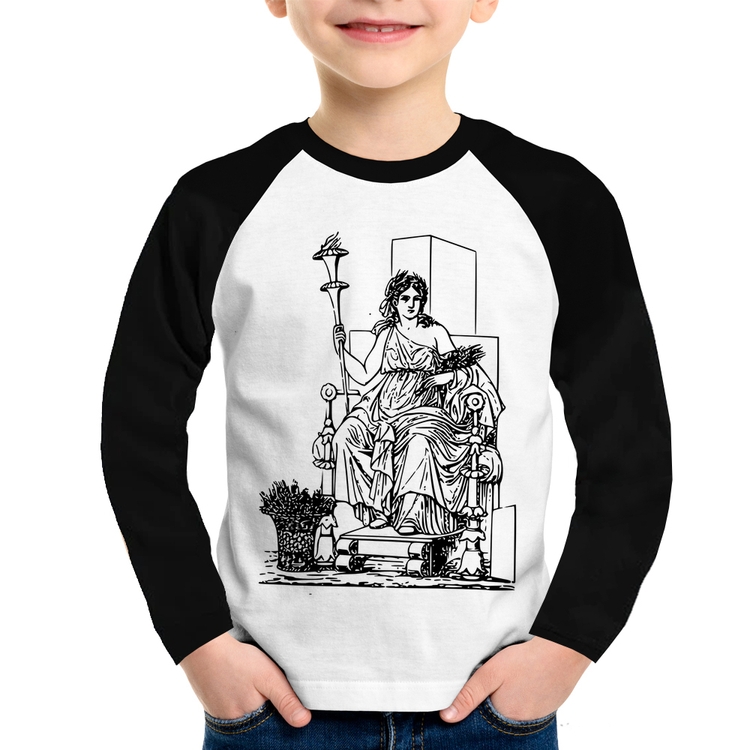 Camiseta Raglan Infantil Deusa Ceres Manga Longa