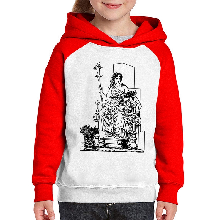 Moletom Infantil Deusa Ceres - Branco/Vermelho