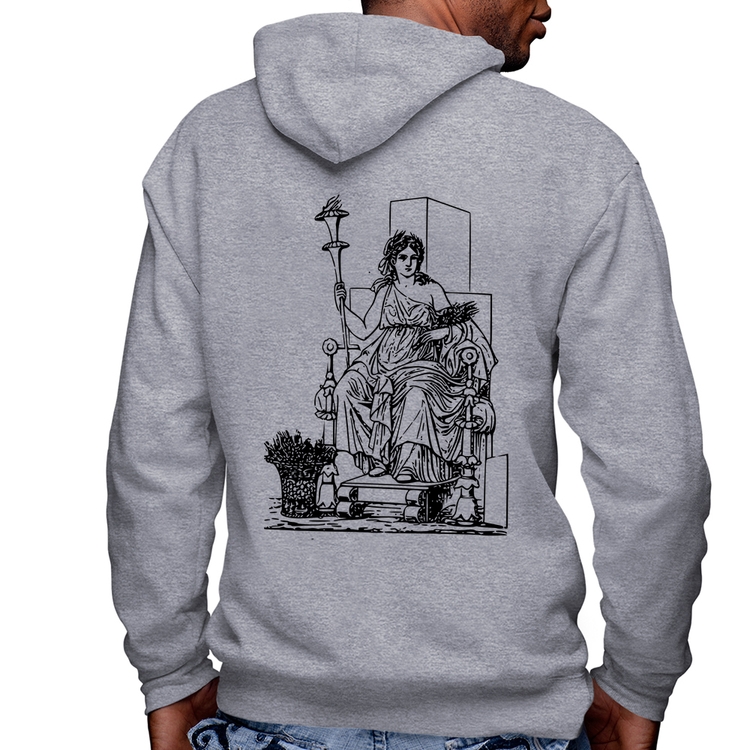 Blusa Moletom Deusa Ceres Masculina com Capuz e Zíper - Mescla