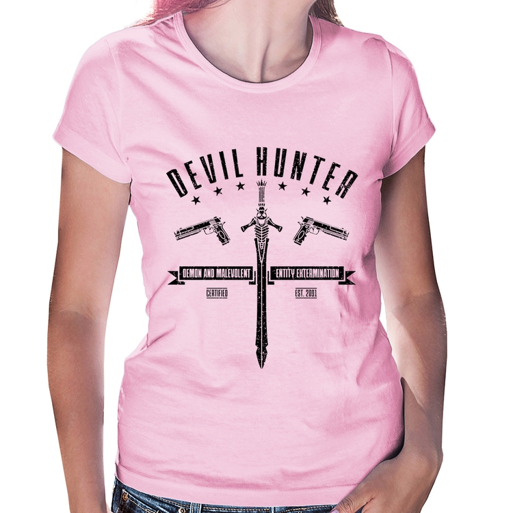 Baby Look Devil Hunter - Rosa Bebê