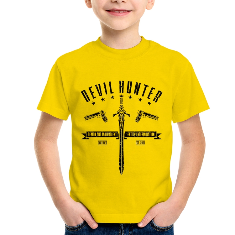 Camiseta Infantil Devil Hunter - Amarela