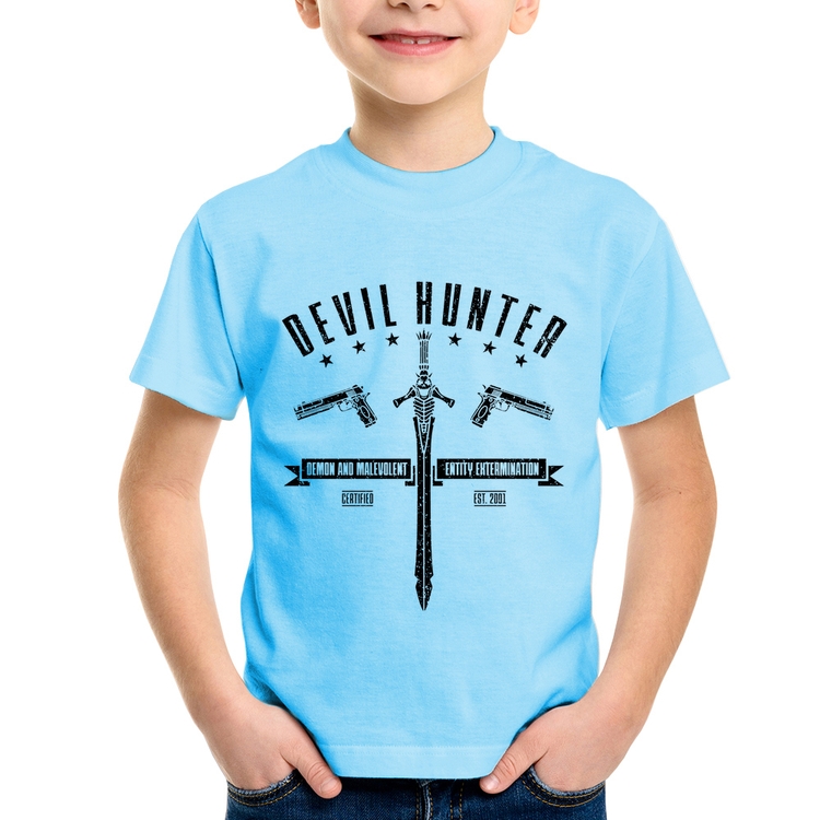 Camiseta Infantil Devil Hunter - Azul Bebê