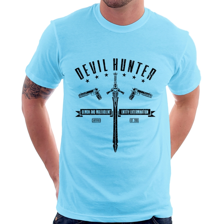 Camiseta Devil Hunter - Azul Bebê