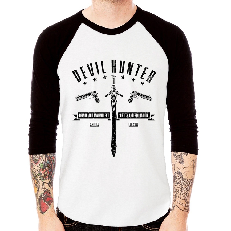 Camiseta Raglan Devil Hunter Manga 3/4