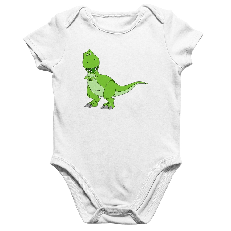 Body Bebê Algodão Dinossauro - Branco