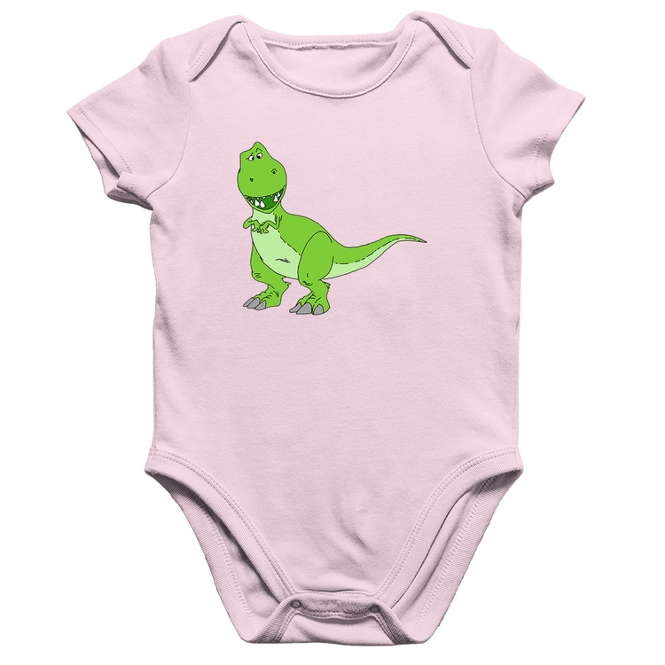 Body Bebê Algodão Dinossauro - Rosa Bebê