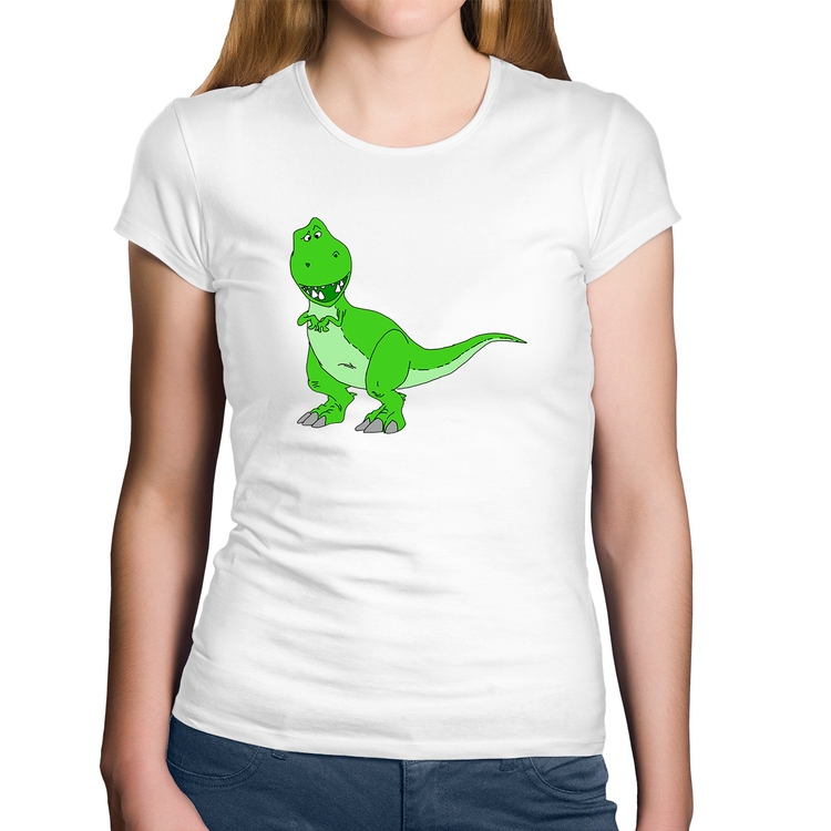 Baby Look Algodão Dinossauro - Branca