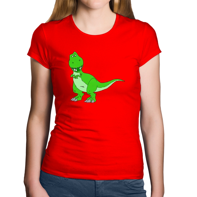 Baby Look Algodão Dinossauro - Vermelha