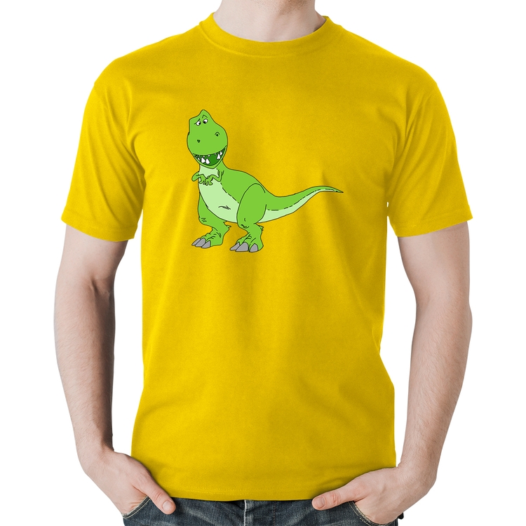 Camiseta Algodão Dinossauro - Amarela