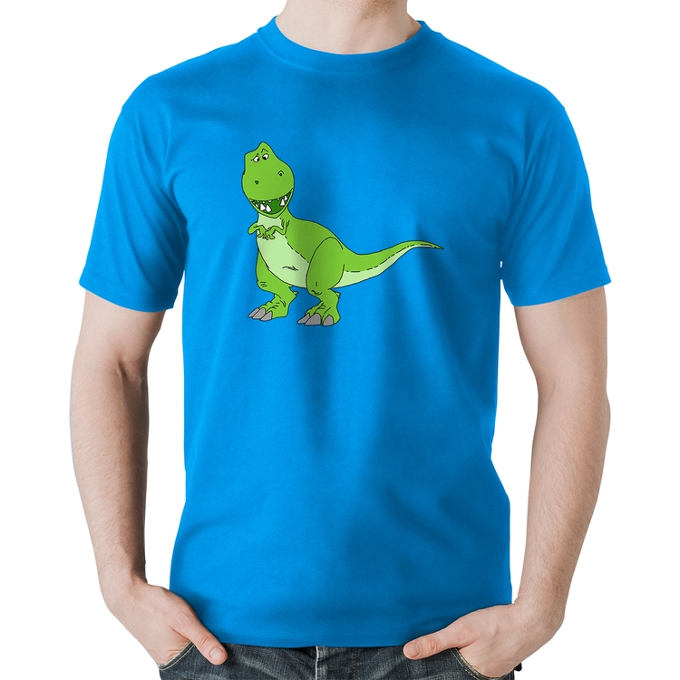 Camiseta Algodão Dinossauro - Azul