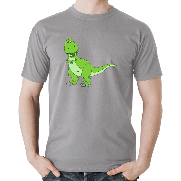 Camiseta Algodão Dinossauro - Cinza