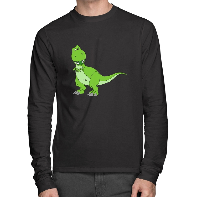 Camiseta Algodão Dinossauro Manga Longa