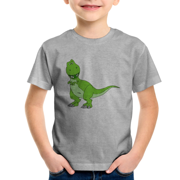Camiseta Infantil Dinossauro - Cinza