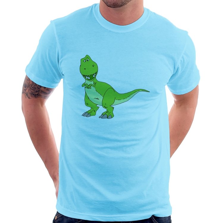Camiseta Dinossauro - Azul Bebê
