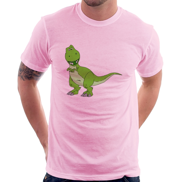 Camiseta Dinossauro - Rosa Bebê
