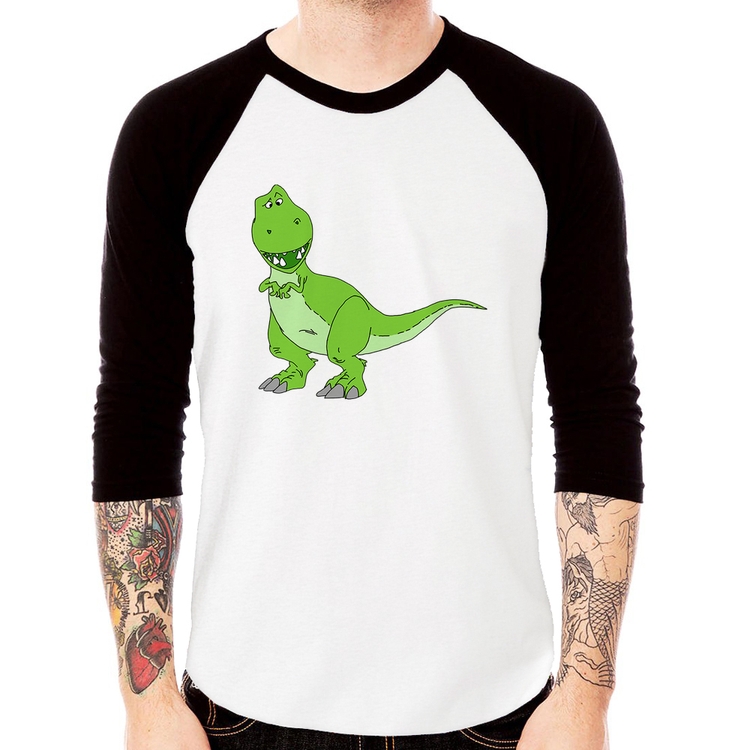 Camiseta Raglan Dinossauro Manga 3/4
