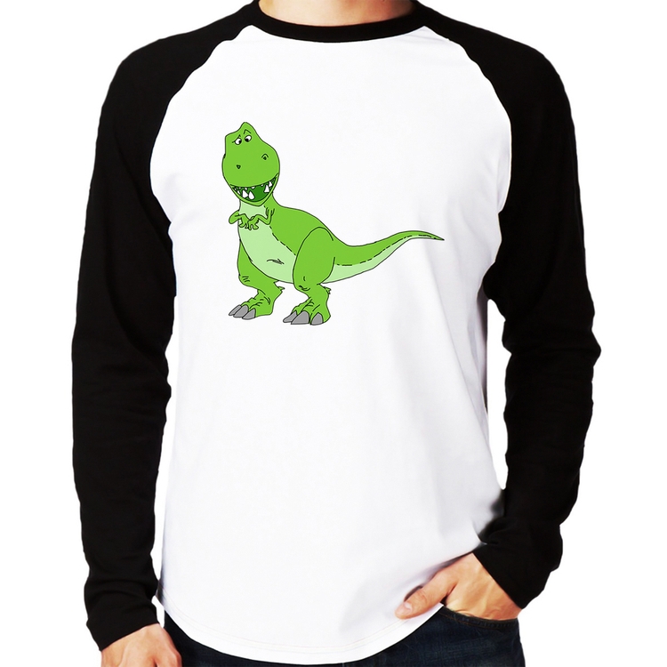 Camiseta Raglan Dinossauro Manga Longa