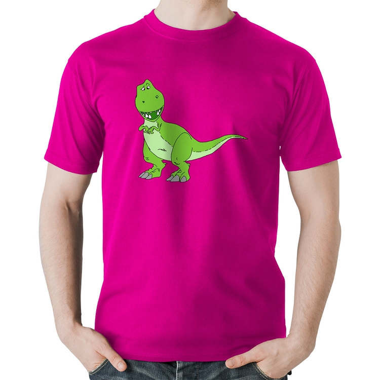 Camiseta Algodão Dinossauro - Rosa