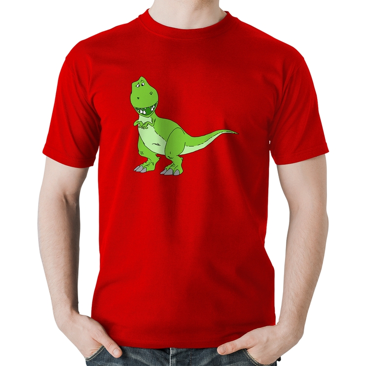 Camiseta Algodão Dinossauro - Vermelha