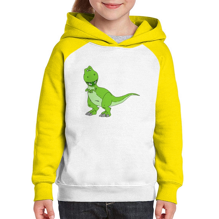 Moletom Infantil Dinossauro - Branco/Amarelo