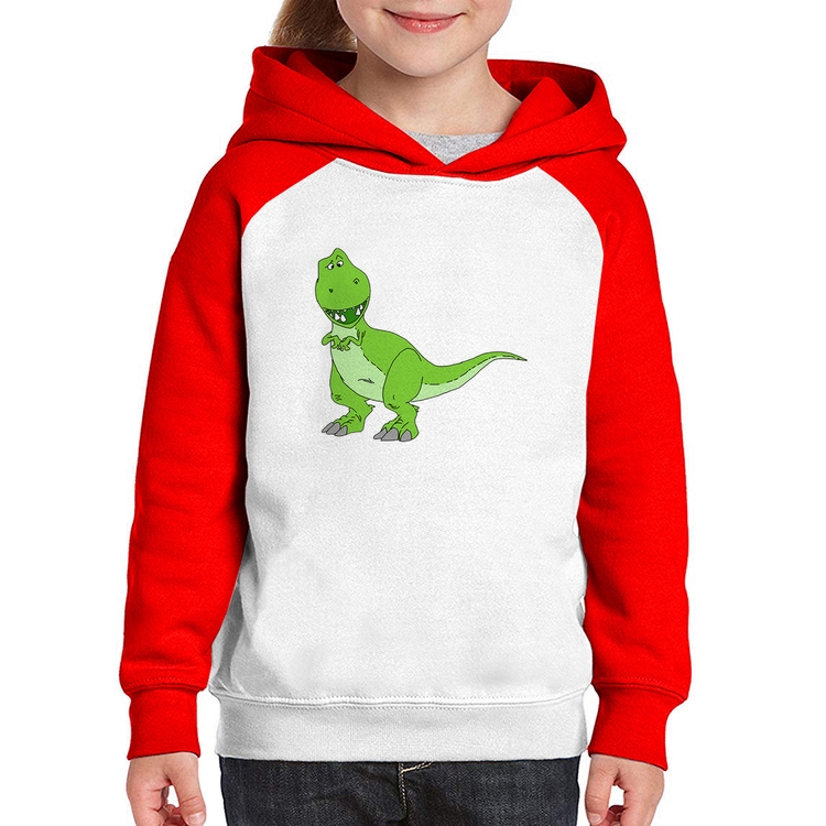 Moletom Infantil Dinossauro - Branco/Vermelho