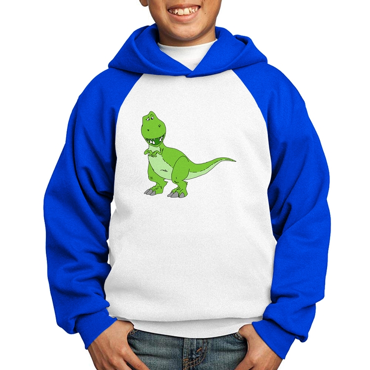 Moletom Infantil Dinossauro - Branco/Azul