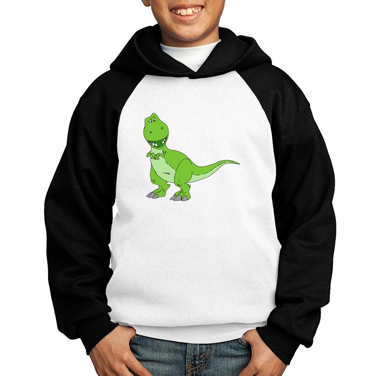 Moletom Infantil Dinossauro - Branco/Preto