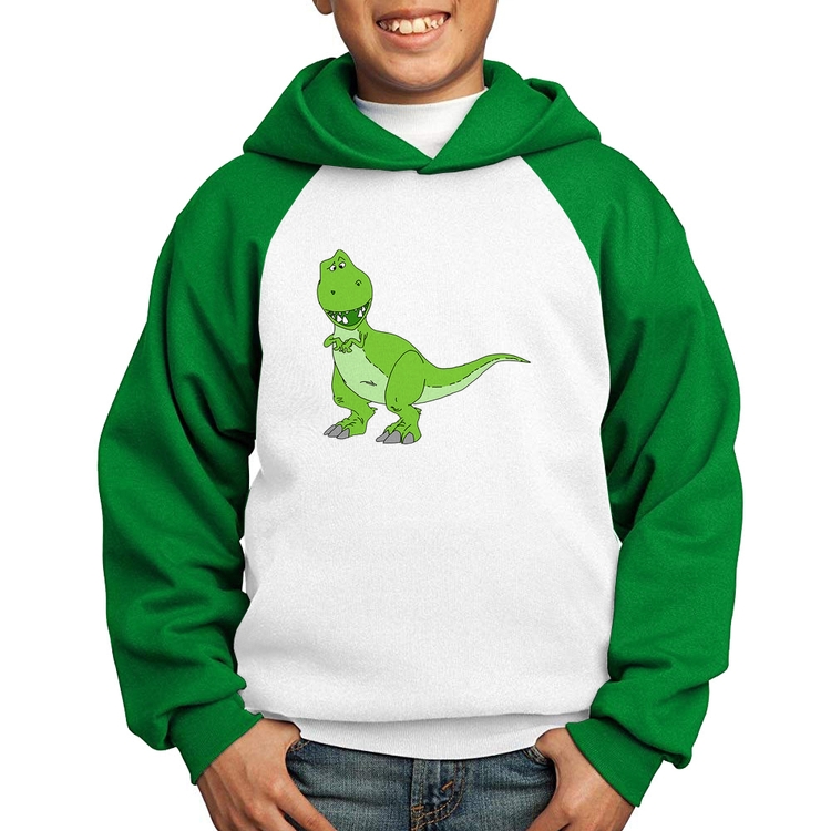 Moletom Infantil Dinossauro - Branco/Verde